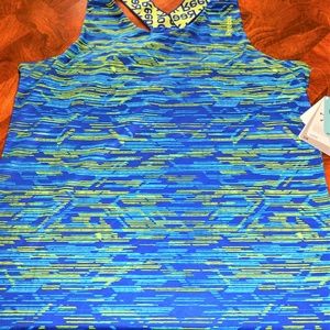 NWT Tank top Athletic Reebok Women L Slim Workout blue